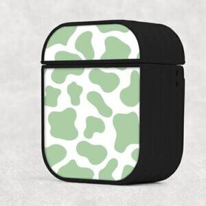 Green Cow Print Airpod Case